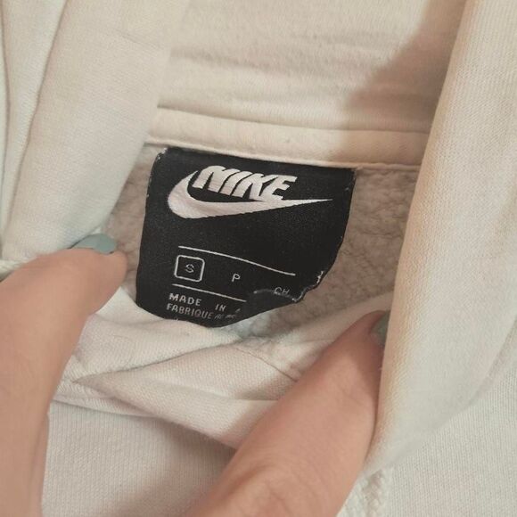 Men's Unisex Nike White Printed Fleece Lined Pullover Hoodie Small - Picture 5 of 5